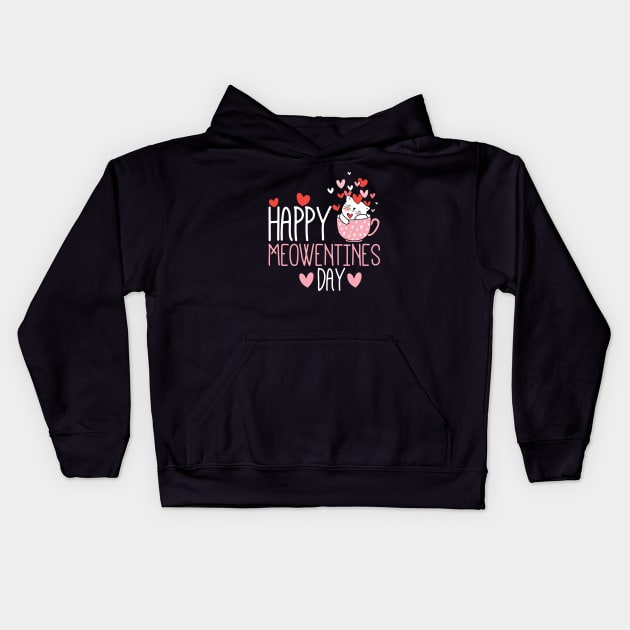 Happy Meowentine's Day Kids Hoodie by BKFMerch